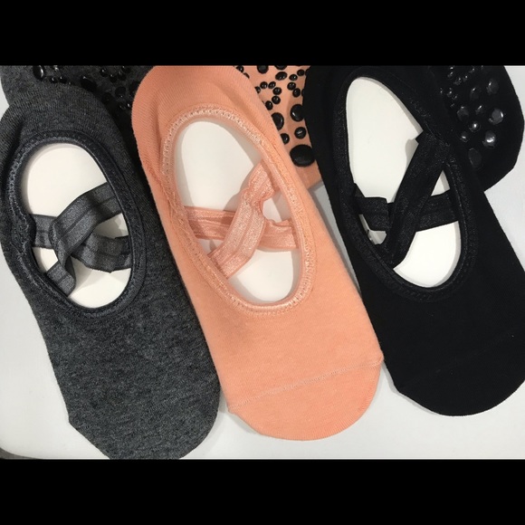 3 PACK Yoga, Barre, Grip Socks Pink Grey Black - Picture 4 of 8